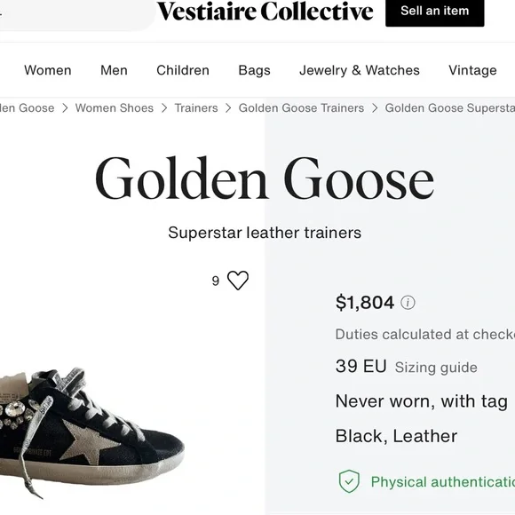 SOLD ON MERC! $379…Golden Goose $1900 Private EDT ‘Rhinestone” Super-Star - Picture 2 of 15
